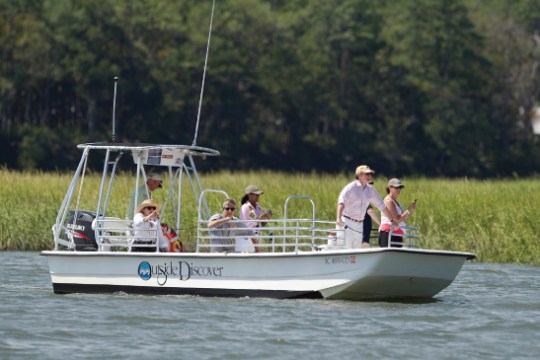 Group on a private boat charter cruise