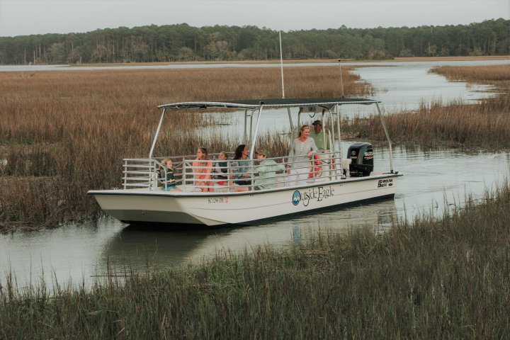 Family on a private charter in the river